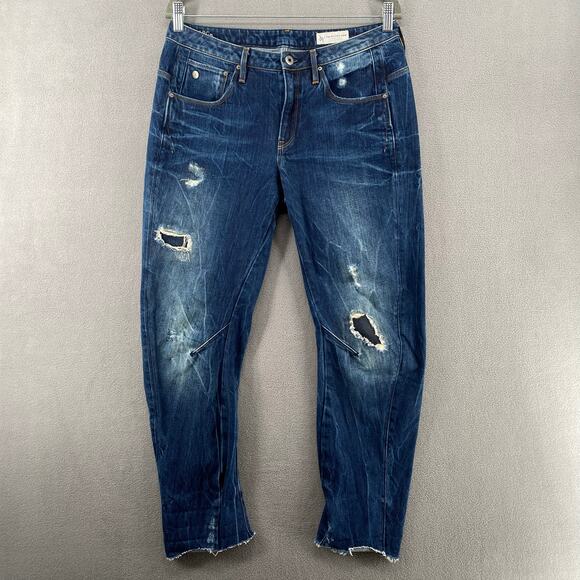 G-Star Denim - G Star Arc 3D Low Boyfriend Restored Denim Jean Womens 28 Raw Hems Distressed